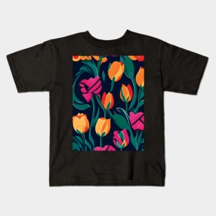 Tulip Field Dark Abstract Artwork Kids T-Shirt